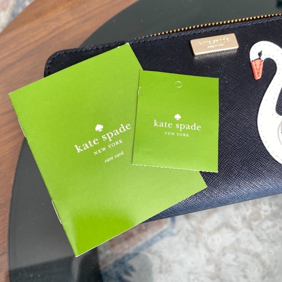 NWT Kate Spade Swan Black Wallet | Zip Around Purse Wristlet - Picture 8 of 12